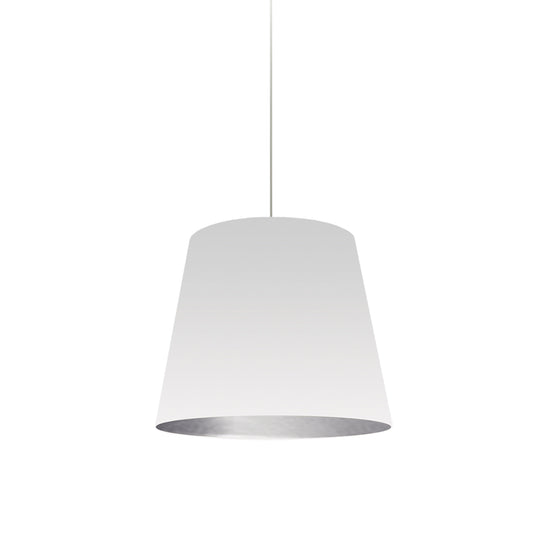 Dainolite 1 Light Tapered Drum Pendant with White Exterior on Silver Shade - Renoz