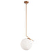 Dainolite 1 Light Incandescent Pendant, Plated Gold Finish with White Glass - Renoz