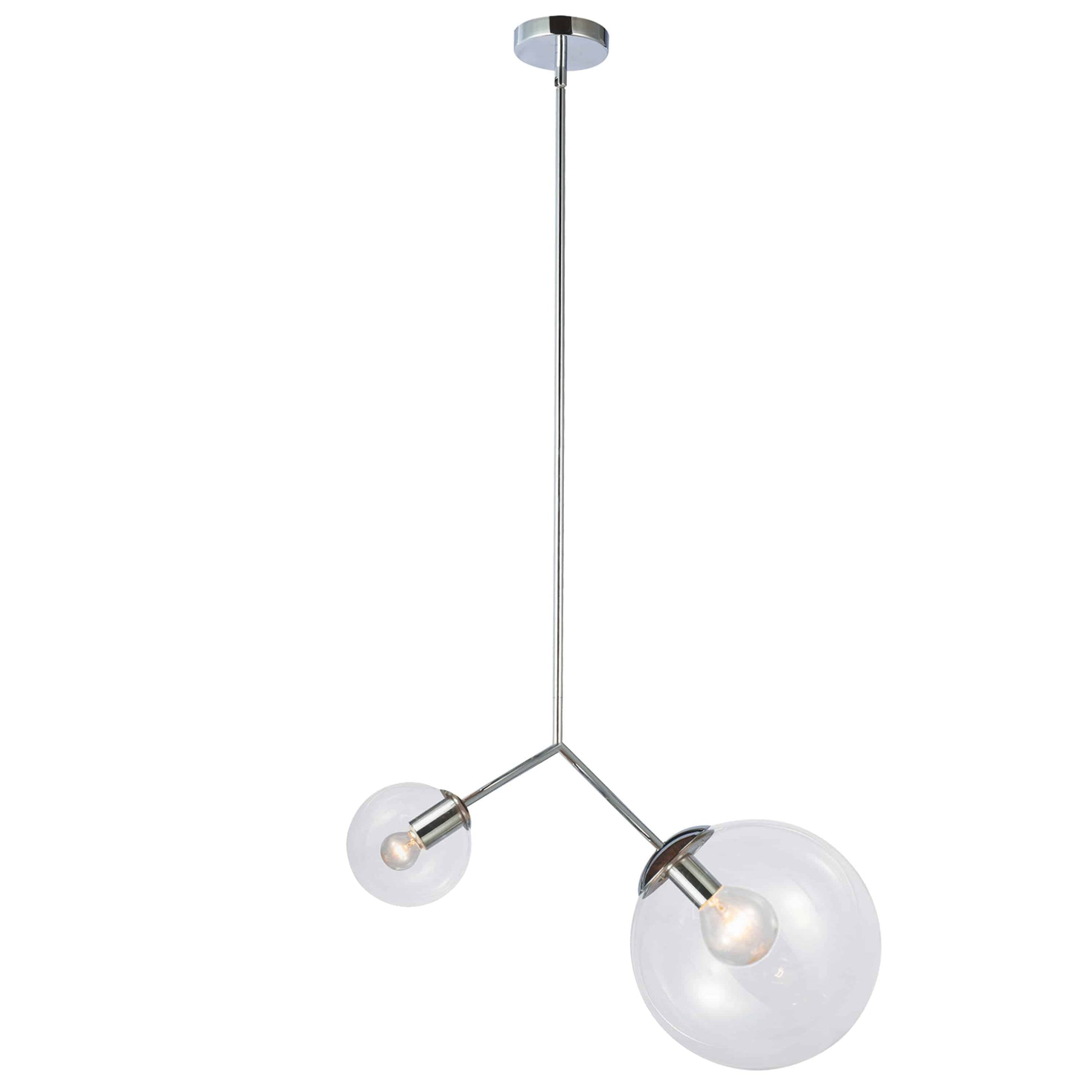 Dainolite 2 Light Incandescent Pendant, Polished Chrome Finish - Renoz