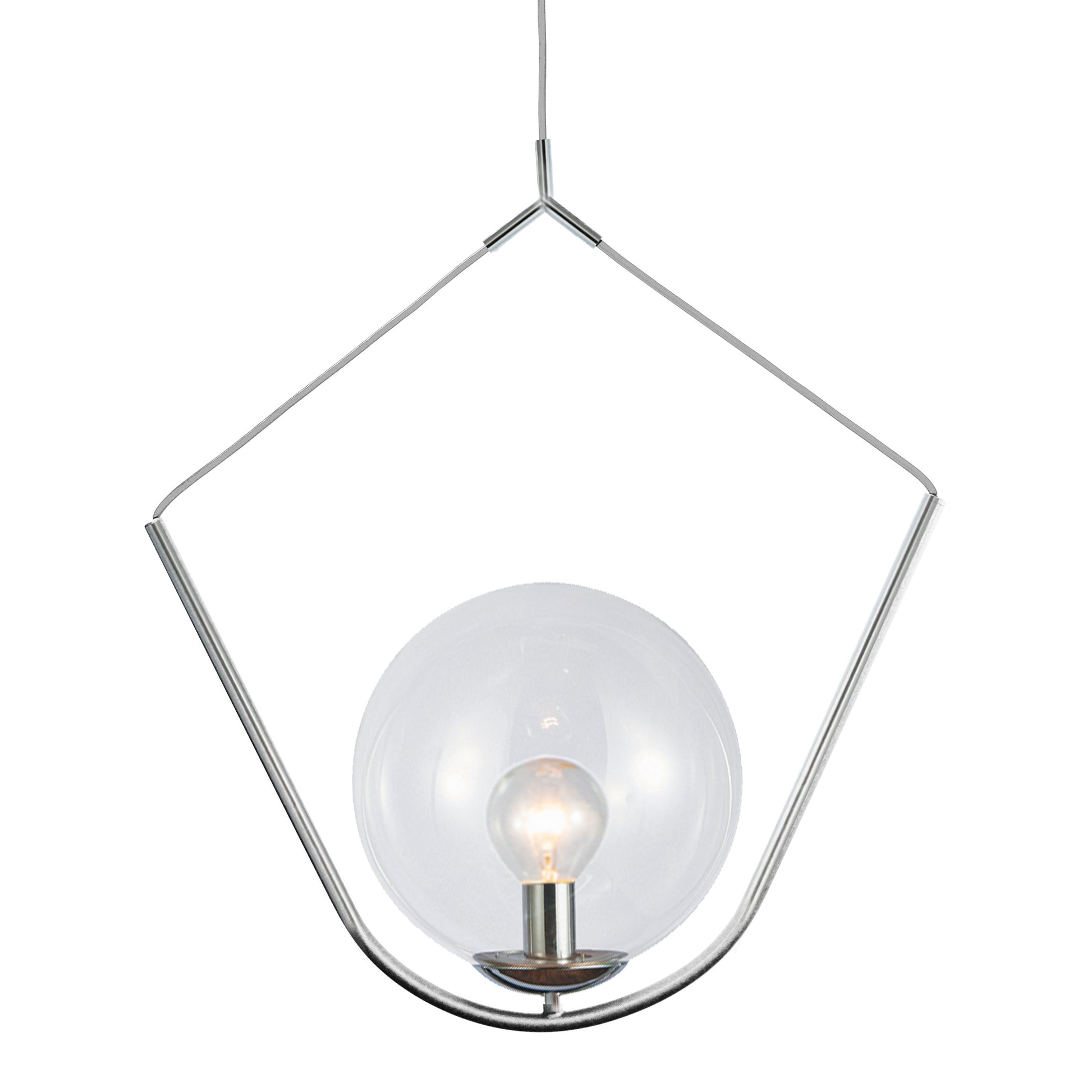 Dainolite 1 Light Incandescent Pendant Polished Chrome Finish with Clear Glass - Renoz