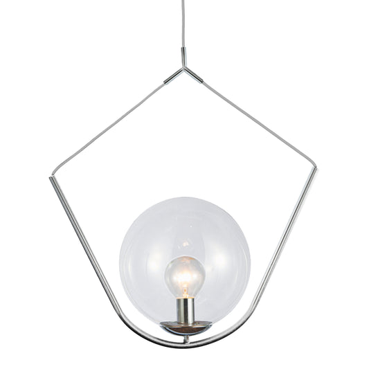 Dainolite 1 Light Incandescent Pendant Polished Chrome Finish with Clear Glass - Renoz