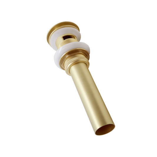 Kube Bath Solid Brass Construction Pop-up Drain In Brushed Gold Finish With Overflow