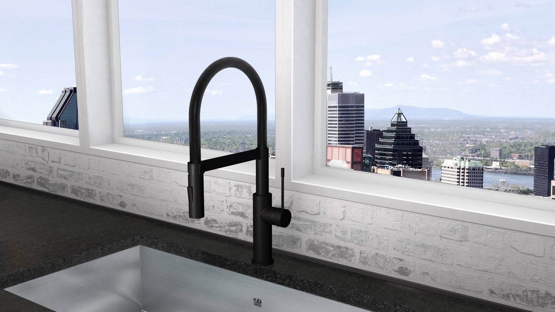 Rubi Soba Single-lever Professional Style Kitchen Faucet-Black - Renoz