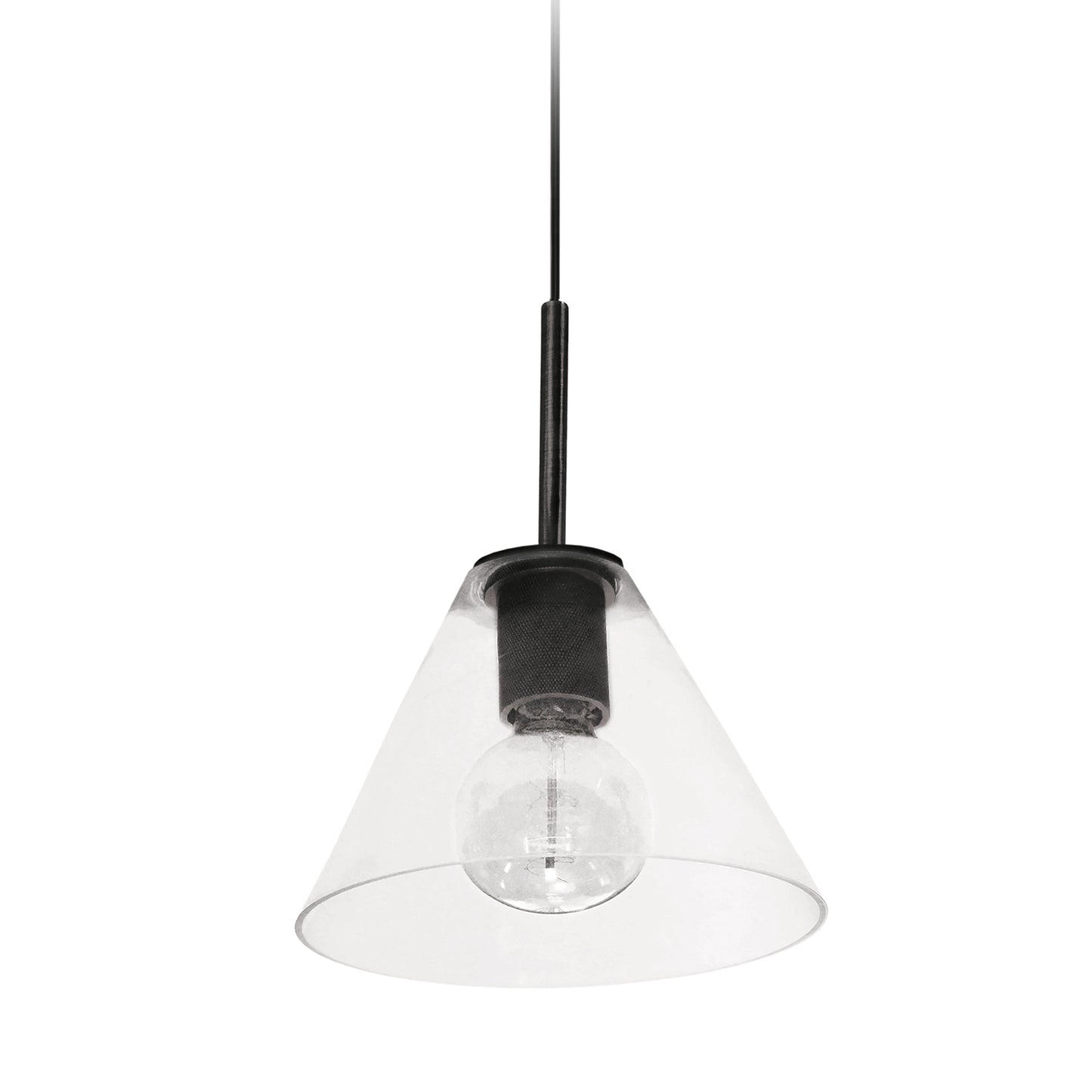 Dainolite 1 Light Matte Black Pendant w/ Clear Glass - Renoz