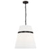 Dainolite 3 Light Incandescent Matte Black Pendant w/ White Shade - Renoz