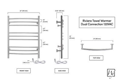 WarmlyYours Riviera - Dual Connection 9 Bar Towel Warmer