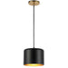 Dainolite 1 Light Incandescent Pendant, Aged Brass w/ Matte Black &Gold Shade - Renoz