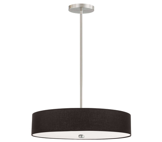 Dainolite 4 Light Incandescent Pendant Satin Chrome with Black Shade - Renoz