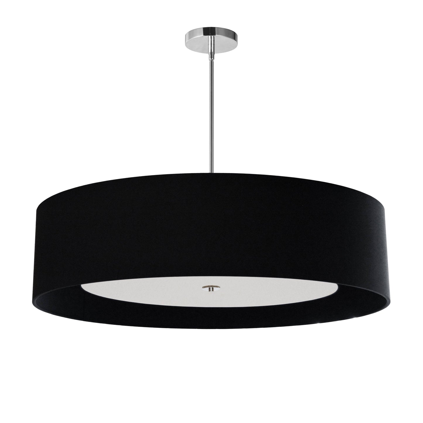 Dainolite 4 Light Polished Chrome Helena Pendant w/ Black Shade and White Fabric Diffuser - Renoz