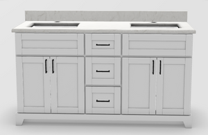 Stonewood V-Groove Shaker White Painted Classic Freestanding Vanity with Countertop and Sink