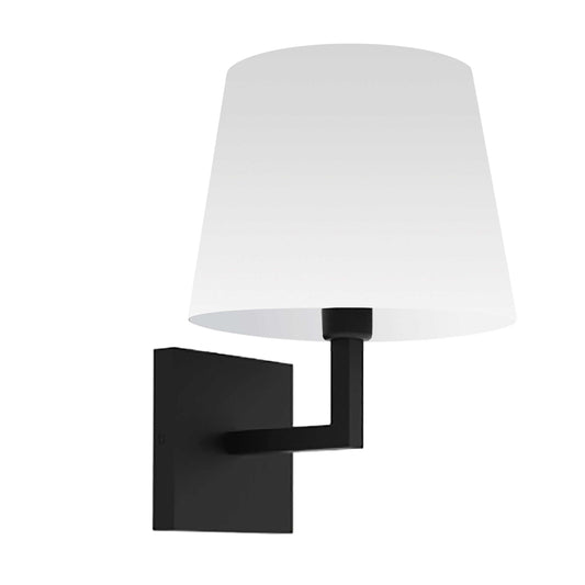 Dainolite 1 Light Incandescent Wall Sconce, Matte Black w/ White Shade Wall Light