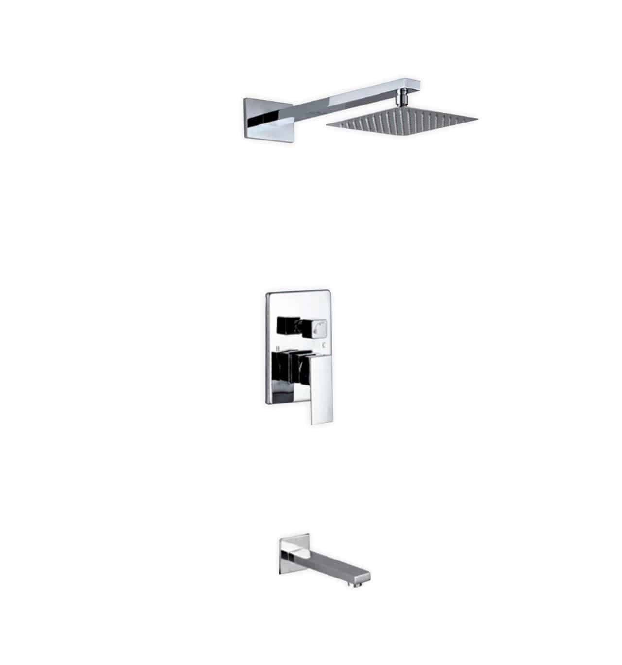 Kube Bath Aqua Piazza Shower Set With 8" Square Rain Shower and Tub Filler Chrome - Renoz