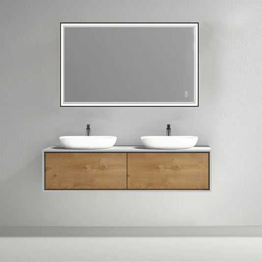 Kodaen Meubles-lavabos muraux modernes à double tiroir - WV0812WD