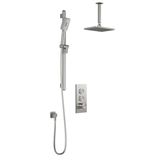 Kalia - Vertical Ceiling Arm Shower System With 2-way Aquatonik Type T/P ½'' Rough Push-button Thermostatic Valve - BF2068-001