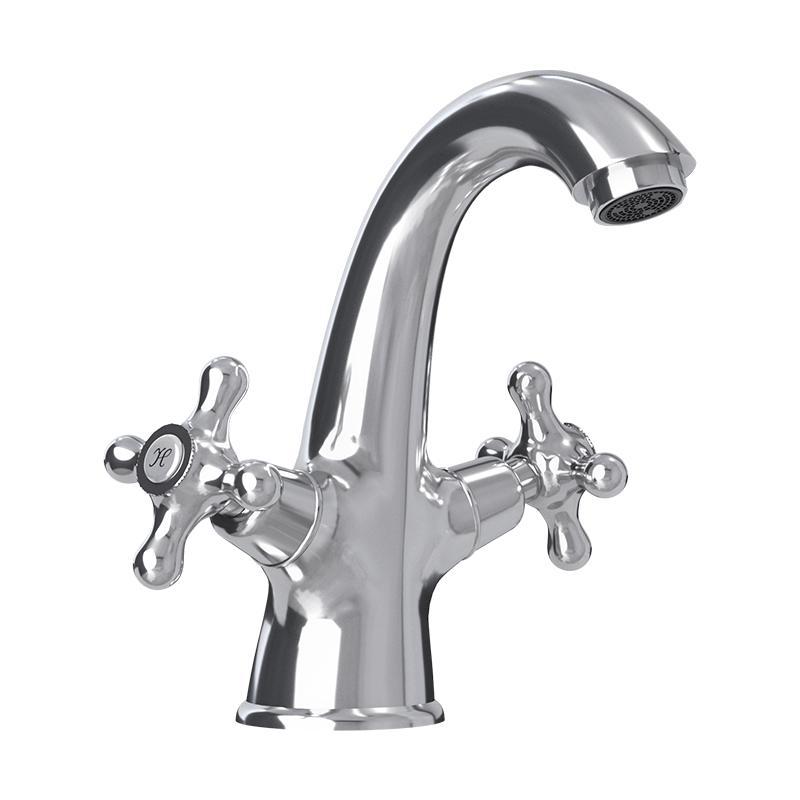 Rubi Jade Washbasin Faucet With Cross Handles - Renoz