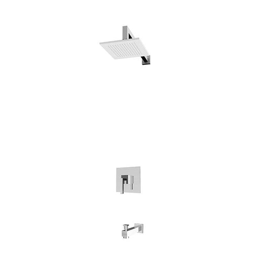 Rubi Jawa Pressure Balanced Shower Kit With Square Shower Head - Chrome - Renoz