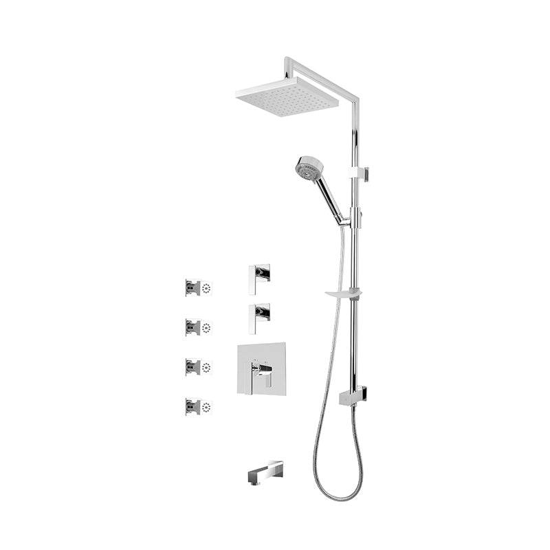 Rubi Kali 3/4 Inch Thermostatic Shower Kit With Bathtub Filler And Body Jet - Chrome - Renoz