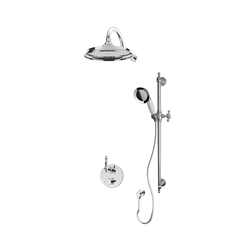 Rubi Saïda 1/2 Inch Thermostatic Shower Kit With Hand Shower and 9" Shower Head - Chrome - Renoz