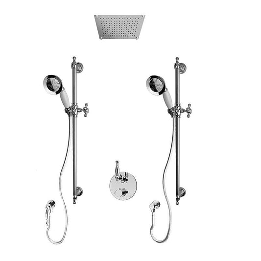 Rubi Saïda 1/2 Inch Thermostatic Shower Kit With Built in Shower Head And Dual Hand Shower - Chrome - Renoz