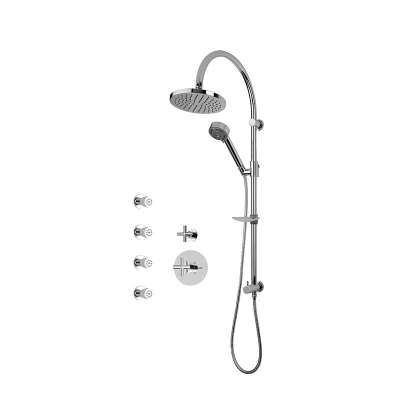 Rubi 3/4 Inch Thermostatic Shower Kit With 8" Round Shower Head and Body Jet - Chrome - Renoz