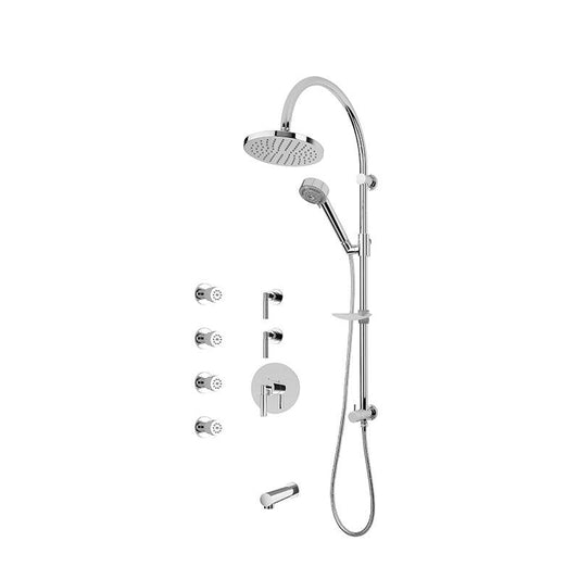 Rubi 3/4 Inch Thermostatic Shower Kit With 8" Round Shower Head, Body Jet and Bathtub Filler - Renoz