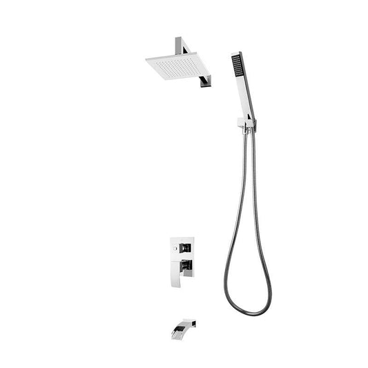 Rubi Kaskad Pressure Balanced Shower Kit With Wall Mount Square Shower Head - Chrome - Renoz