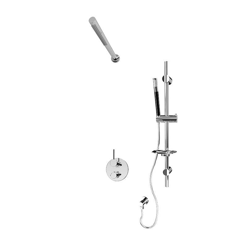 Rubi Kronos 1/2 Inch Thermostatic Shower Kit With Straight Wall Mount Shower Head - Chrome - Renoz