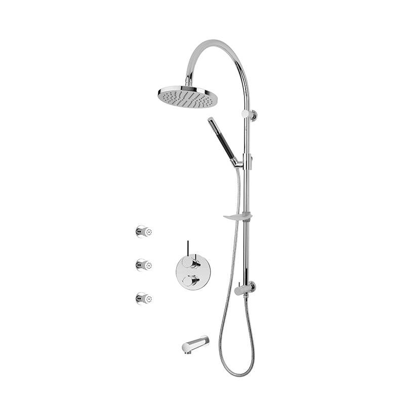 Rubi Kronos 1/2 Inch Thermostatic Shower Kit With Round Shower Head and Body Jet - Chrome - Renoz