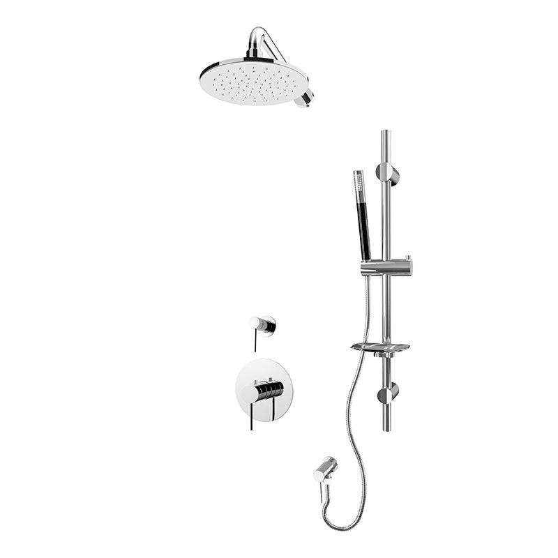 Rubi Kronos 3/4 Inch Thermostatic Shower Kit With Wall Mount Round Shower Head - Chrome - Renoz