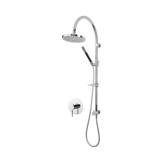 Rubi Kronos 3/4 Inch Thermostatic Shower Kit With Round Shower Head - Chrome - Renoz