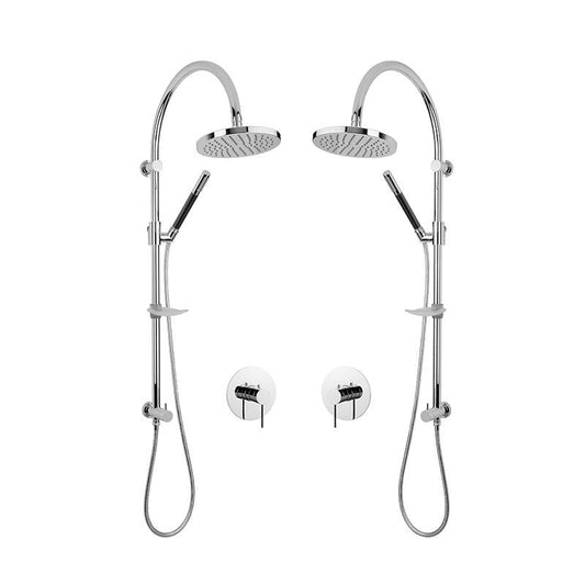 Rubi Kronos 3/4 Inch Dual Thermostatic Shower Kit With Round Shower Head - Chrome - Renoz