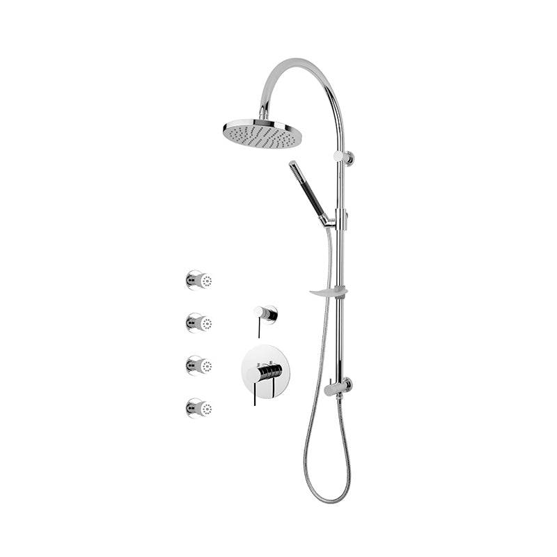 Rubi Kronos 3/4 Inch Thermostatic Shower Kit With Round Shower Head and Body Jet - Chrome - Renoz