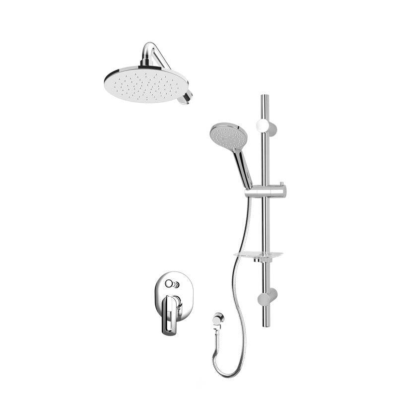 Rubi Myrto Pressure Balanced Shower Kit With Round Wall Mount Shower Head - Chrome - Renoz