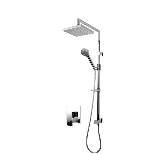 Rubi Quatro Pressure Balanced Shower Kit With Square Shower Head - Chrome - Renoz