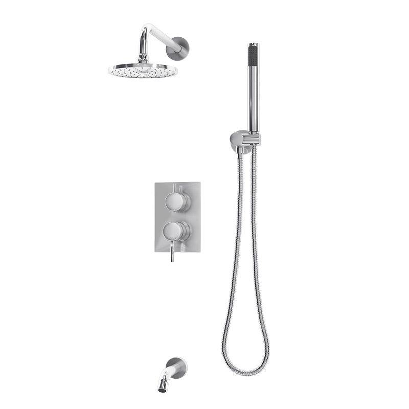 Rubi Vertigo Pressure Balanced Shower Kit With Round Wall Mount Shower Head And Hand Shower - Chrome - Renoz