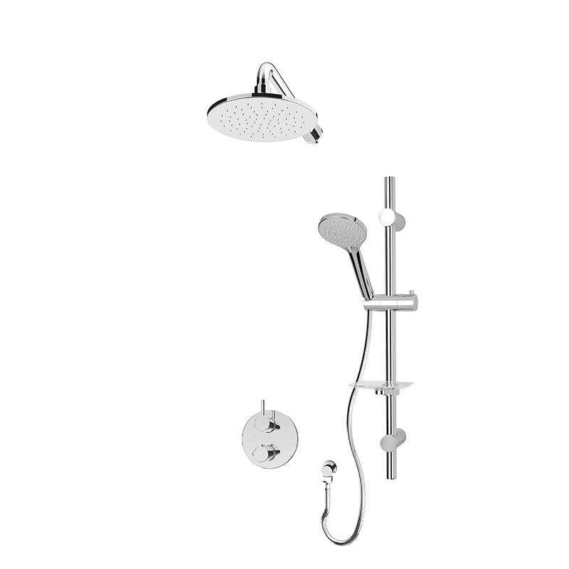 Rubi Vertigo 1/2 Inch Thermostatic Shower Kit With Round Wall Mount Shower Head - RVT811XX - Renoz