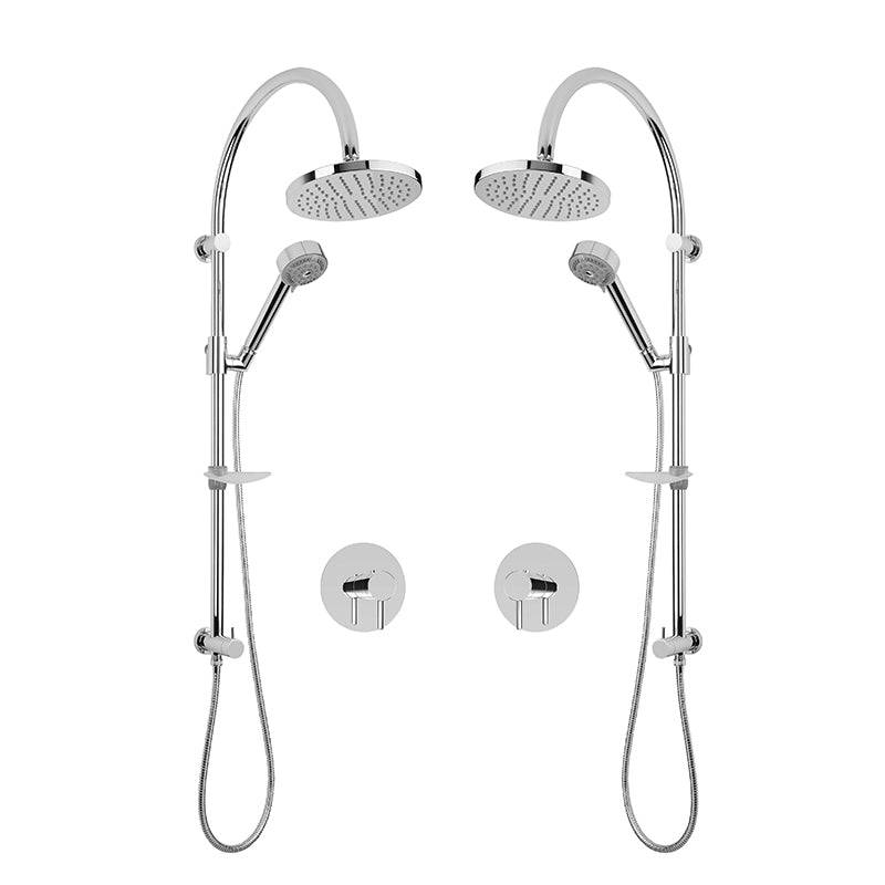 Rubi Vertigo 3/4 Inch Dual Thermostatic Shower Kit With Round Shower Head - Chrome - Renoz