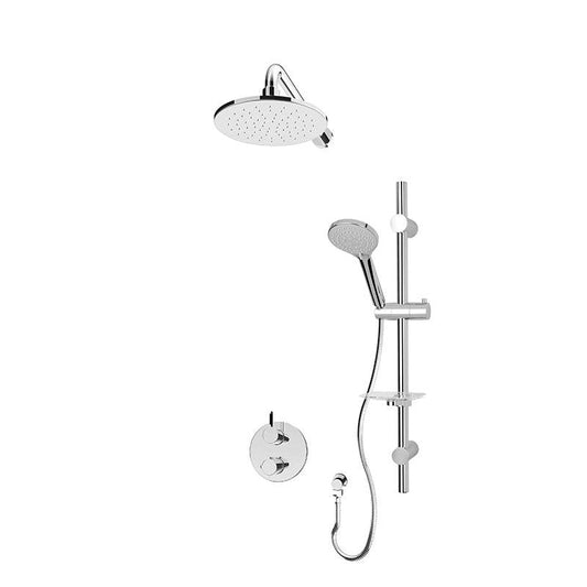 Rubi Vertigo C 1/2 Inch Thermostatic Shower Kit With Wall Mount Round Shower Head - Chrome - Renoz