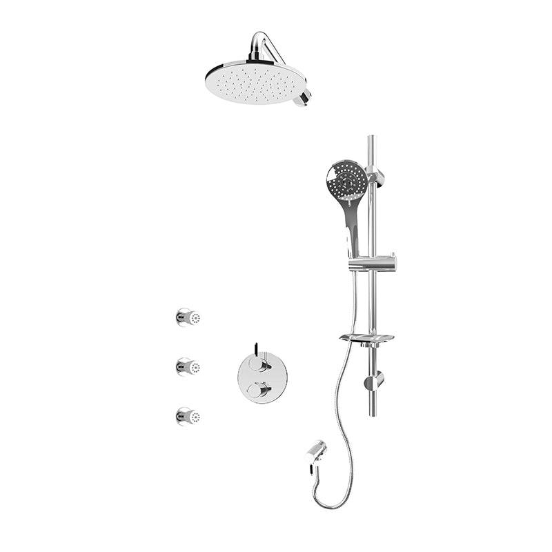 Rubi Vertigo C 1/2 Inch Thermostatic Shower Kit With Wall Mount Round Shower Head and Body Jet - Chrome - Renoz