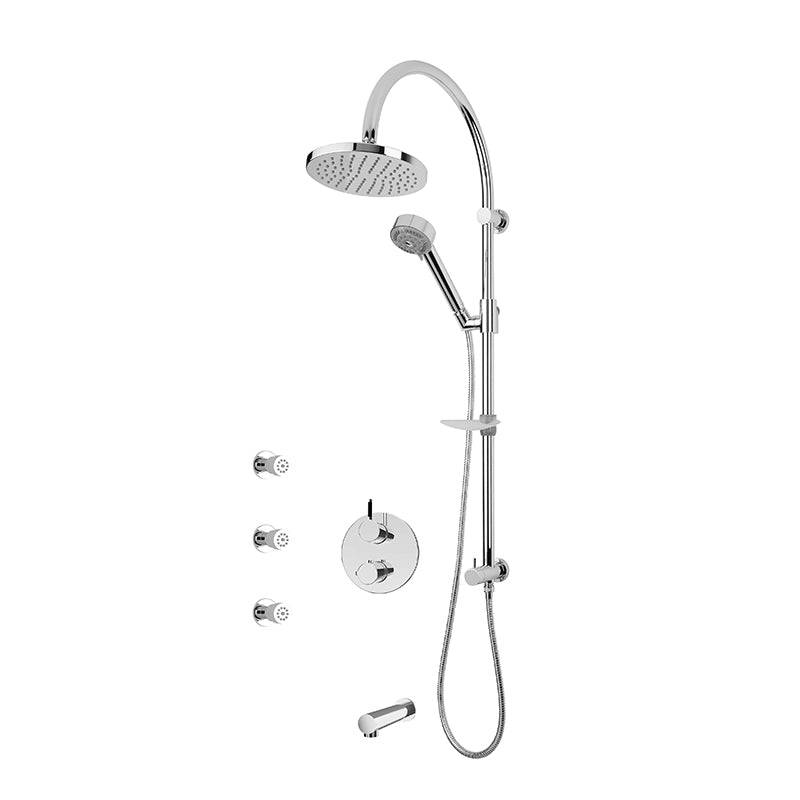 Rubi Vertigo C 1/2 Inch Thermostatic Shower Kit With Round Shower Head and Body Jet - Chrome - Renoz