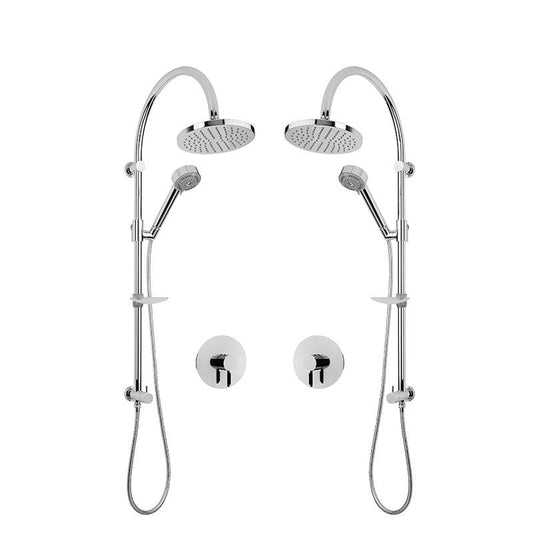 Rubi Vertigo C 3/4 Inch Dual Thermostatic Shower Kit With Round Shower Head - Chrome - Renoz