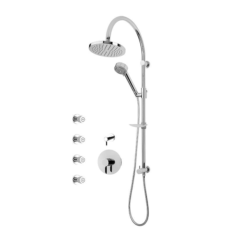 Rubi Vertigo C 3/4 Inch Thermostatic Shower Kit With Round Shower Head and Body Jet - Chrome - Renoz