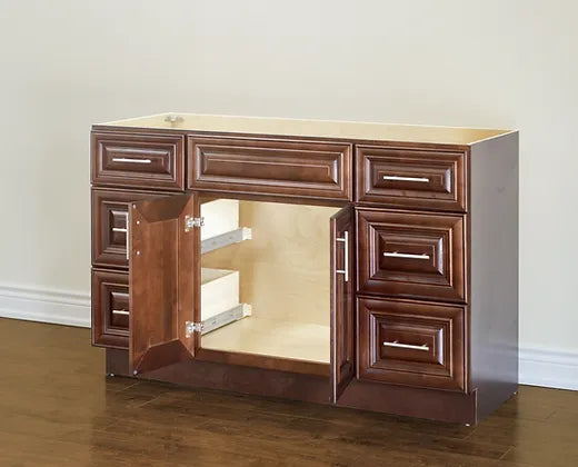 Bella 54" Solid Wood Vanity with Quartz Countertop - 2 Doors and 6 Drawers