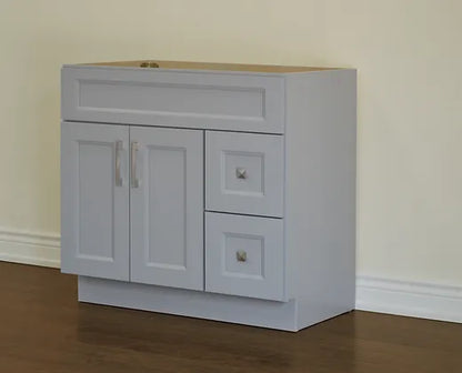 Bella 42" Solid Wood Floor Mount Vanity with Quartz Countertop - 2 Drawers on Right Side and 2 Doors