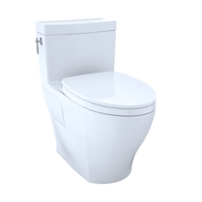 Toilette monobloc Toto Aimes, 1,28 GPF, cuvette allongée - Washlet+ connexion - siège mince MS626234CEFG