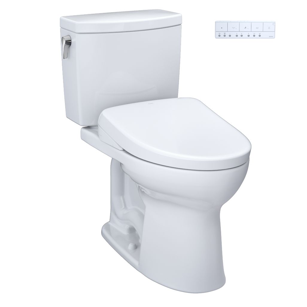 Toto Drake II 1G Two-piece Elongated 1.0 GPF Washlet+ Toilet and Washlet+ S7A Contemporary Bidet Seat MW4544736CUFGA