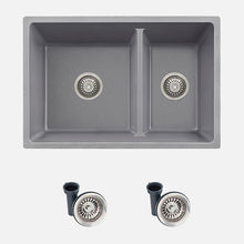 Stylish - 27 Inch Dual Mount 60/40 Double Bowl Granite Kitchen Sink With Strainer - S-827