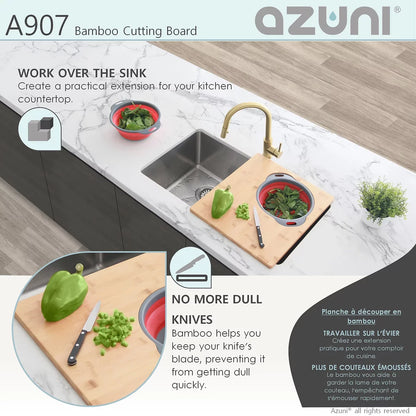 Azuni 16" Bamboo Cutting Board With Colander and Bowl Set A907