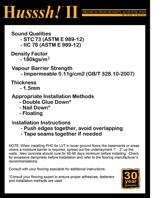 Sous-tapis NAF : Coussin acoustique haute densité Husssh II Premium 1,5 MM