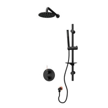 Rubi Kronos 1/2 Inch Thermostatic Shower Kit With Wall Mounted Shower Head and Straight Hand Shower- Black